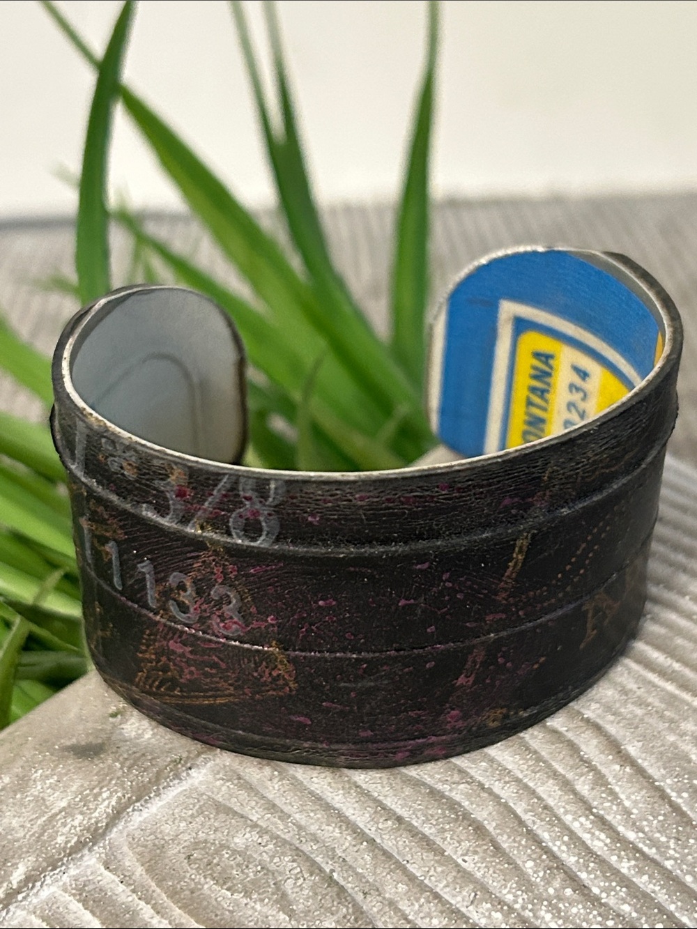 Handmade vintage ‘93 License plate Cuff Bracelet with numbers & letters
